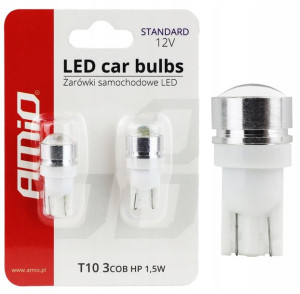 Żarówki W5w T10 Led Diody 3xcob Hp 12v Soczewka