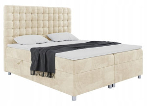 Łóżko do sypialni beżowe 160x200 boxspring materac