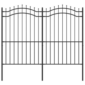 Ogrodzenie z grotami, czarne, 222 cm, malowana proszkowo stal
