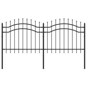 Ogrodzenie z grotami, czarne, 140 cm, malowana proszkowo stal