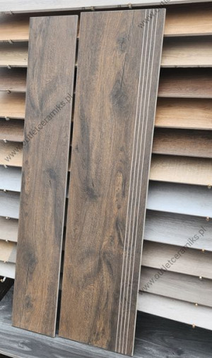 Stopnica na schody 120x30 drewnopodobne,płytki podłogowe Guardian walnut