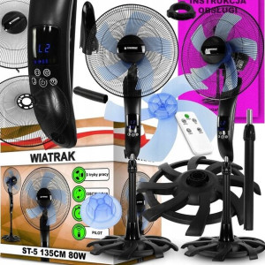 Wiatrak Wentylator Podłogowy 9w1 Mocny 80w Pilot