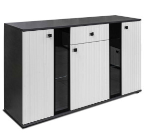 Komoda Salsa Lamel biała matera 140x80 cm LED