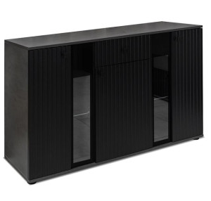 Komoda Salsa Lamel czarna matera 140x80 cm LED