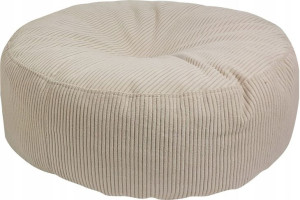 Pufa Okrągła Roller Podnóżek Sztruks Beż 47x20 Cm