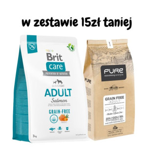 BRIT CARE Grain-free Adult Salmon 3kg + PURE Grain Free Adult 2kg