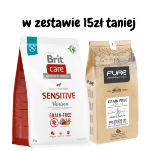 BRIT CARE Grain-Free Sensitive Venison 3kg + PURE Grain Free Adult 2kg