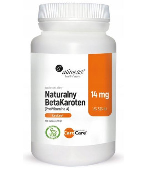 Aliness Naturalny BetaKaroten 14 mg 100 VEGE tabs.
