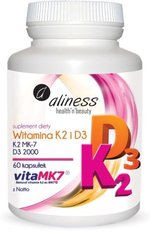 Aliness Witamina K2 MK-7 100 µg z Natto + D3 60 caps.