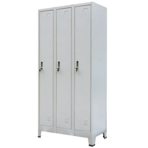 Szafa zamykana o 3 przegrodach, stalowa, 90 x 45 x 180cm, szara