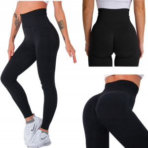 Leginsy Sportowe Bezszwowe Wysoki Stan Fitness L