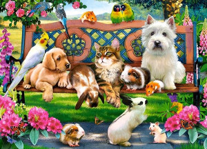 CASTORLAND Puzzle 180 elementów Pets in the Park - Zwierzęta w parku 7+