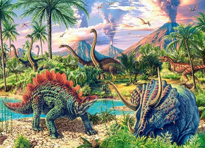 CASTORLAND Puzzle 120 elementów Dinozaury przy wulkanach 6+