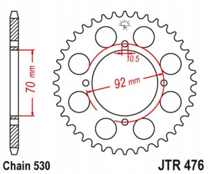 Jt Zębatka Tylna 476 40 Kawasaki Gpz 250 '83-85',