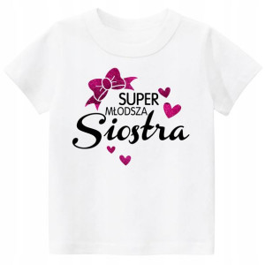 Koszulka t-shirt brokat Super młodsza siostra r 86