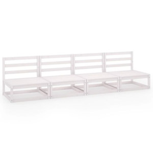 4-osobowa sofa ogrodowa, biała, lite drewno sosnowe