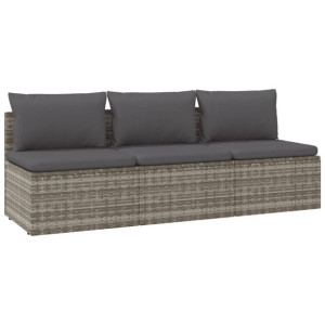 3-osobowa sofa ogrodowa z poduszkami, szara, polirattan