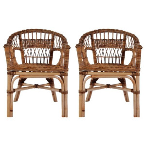 Krzesła ogrodowe, 2 szt., naturalny rattan, brązowe