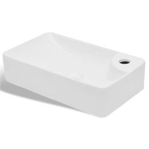 Ceramiczna umywalka z otworem na kran, biała