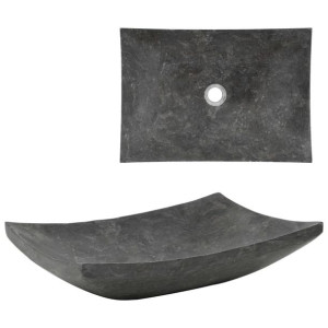 Umywalka, 50 x 35 x 12 cm, marmurowa, czarna