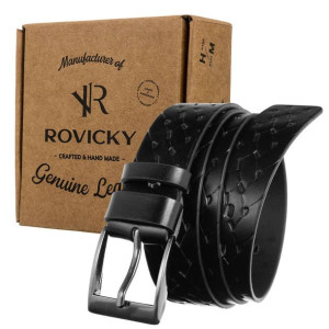 Skórzany pasek męski do garnituru klamra — Rovicky