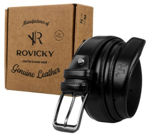 Wąski pasek męski handmade ze skóry naturalnej licowej — Rovicky