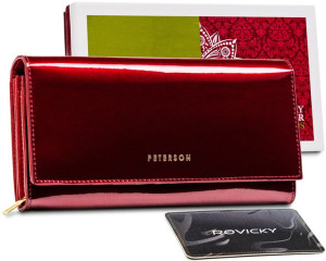 Lakierowany portfel z portmonetką na suwak RFID — Peterson