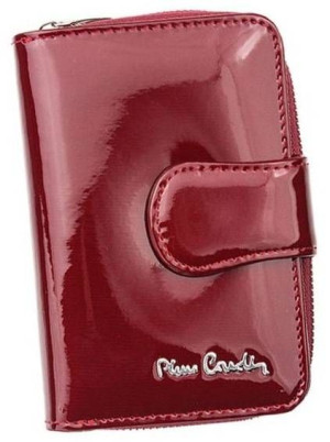 Lakierowany, pionowy portfel damski ze skóry naturalnej — Pierre Cardin