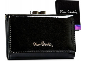 Lakierowany portfel ze skóry naturalnej z portmonetką Pierre Cardin