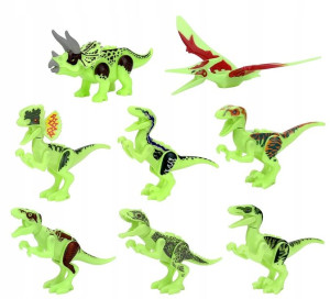 Zestaw 8 Świecących Figurek Dinozaurów Klocki