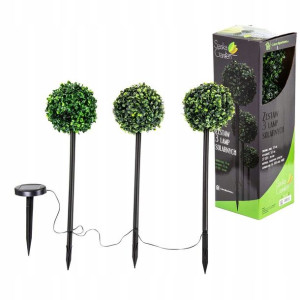 Zestaw 3 Lampy Wbijane Solarne Led Bukszpan Kule