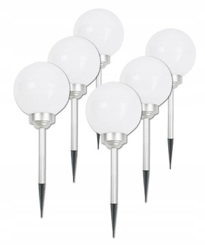 Lampa Solarna Ogrodowa Led Kula 20cm Zestaw 6 Szt