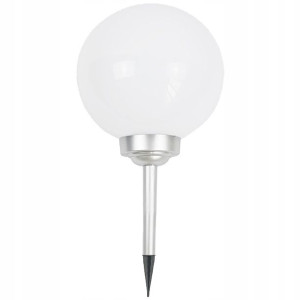 Lampa Solarna Ogrodowa Kula Mleczna 30cm Biała