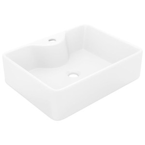 Ceramiczna umywalka z otworem na kran, prostokątna, biała