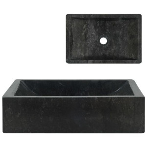 Umywalka, 45 x 30 x 12 cm, marmurowa, czarna