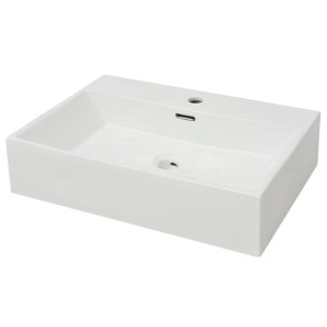 Umywalka ceramiczna z otworem na baterię, 60,5 x 42,5 x 14,5 cm, biała