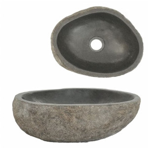 Owalna umywalka z kamienia rzecznego, 29-38 cm