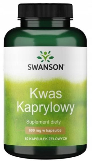 Swanson Kwas kaprylowy 600mg 60k. Grzybica Candida