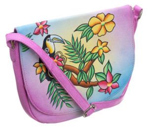 Piękna torebka folk ręcznie malowana skóra handmade