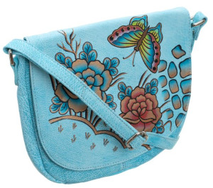 Piękna torebka folk ręcznie malowana skóra handmade