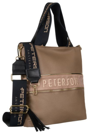 Shopper damski z szerokim, logowanym paskiem — Peterson