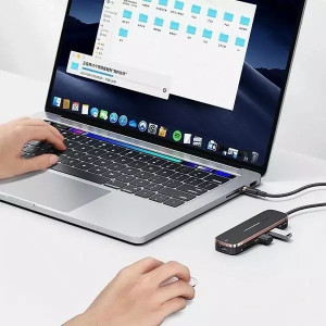 USAMS Adapter HUB 2xUSB + USB-C + HDMI + Micro SD+SD czarny/black SJ575HUB