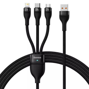 Kabel USB 3w1 Baseus Flash Series, USB-C + micro USB + Lightning, 100W, 1.2