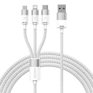 Kabel USB 3w1 Baseus StarSpeed, USB-C + micro USB + Lightning, 3,5A, 1.2m
