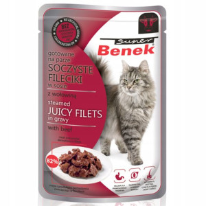 BENEK Fileciki w sosie dla kota z wołowiną 85g