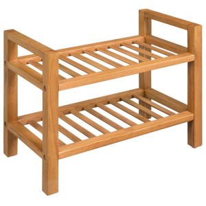 Stojak na buty z 2 półkami, 50x27x40 cm, lite drewno dębowe