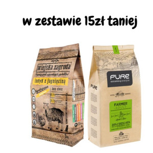 Wiejska Zagroda Indyk z Jagnięciną 2kg + PURE Farmer adult Lamb 2kg