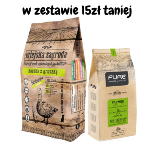 Wiejska Zagroda Kaczka z Gruszką 9kg + PURE Farmer adult Lamb 2kg