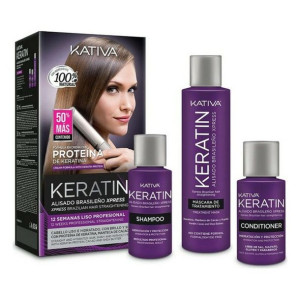 Zabieg do prostowania włosów Kativa Keratin Brasilian (3 pcs)