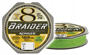 Plecionka Konger Braider X8 Fluo Green 0,08 150m